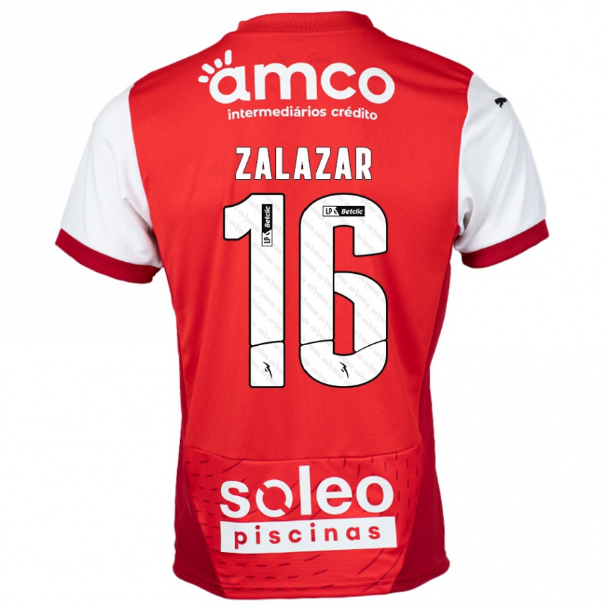 Niño Fútbol Camiseta Rodrigo Zalazar #16 Rojo Blanco 1ª Equipación 2024/25