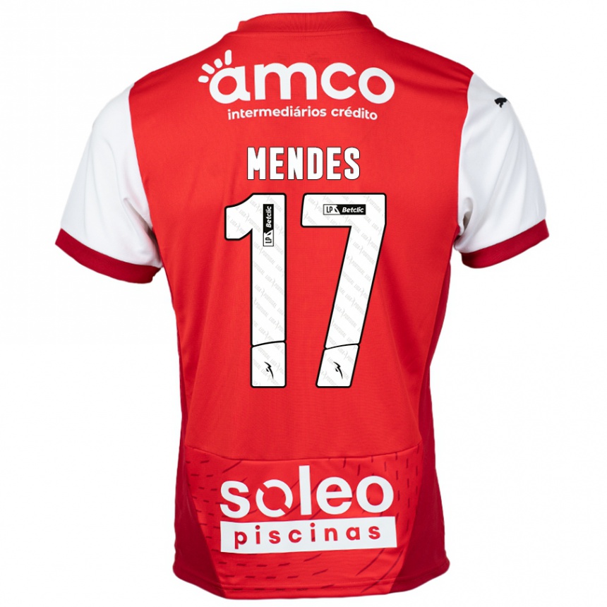 Niño Fútbol Camiseta Joe Mendes #17 Rojo Blanco 1ª Equipación 2024/25