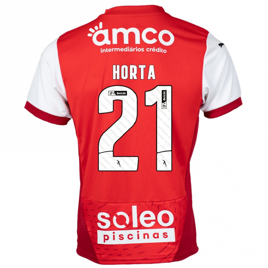 Niño Fútbol Camiseta Ricardo Horta #21 Rojo Blanco 1ª Equipación 2024/25