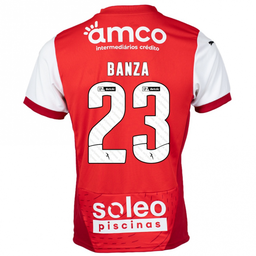 Niño Fútbol Camiseta Simon Banza #23 Rojo Blanco 1ª Equipación 2024/25