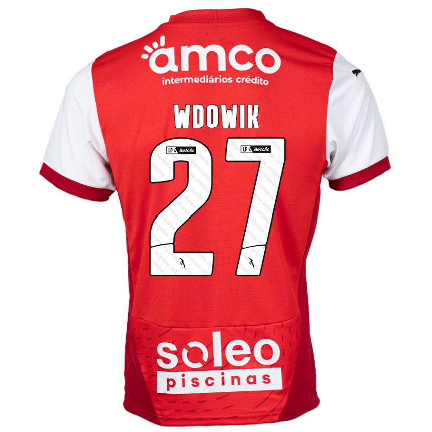 Niño Fútbol Camiseta Bartlomiej Wdowik #27 Rojo Blanco 1ª Equipación 2024/25