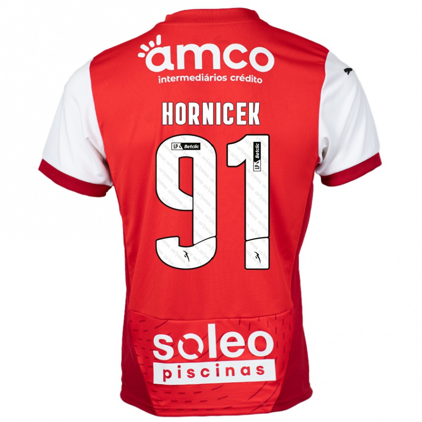 Niño Fútbol Camiseta Lukas Hornicek #91 Rojo Blanco 1ª Equipación 2024/25