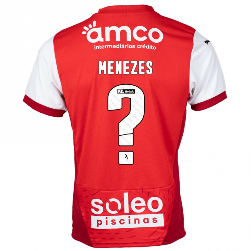 Niño Fútbol Camiseta Gabriel Menezes #0 Rojo Blanco 1ª Equipación 2024/25