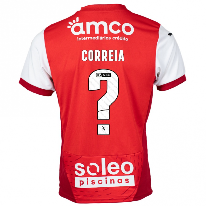 Niño Fútbol Camiseta Nuno Correia #0 Rojo Blanco 1ª Equipación 2024/25