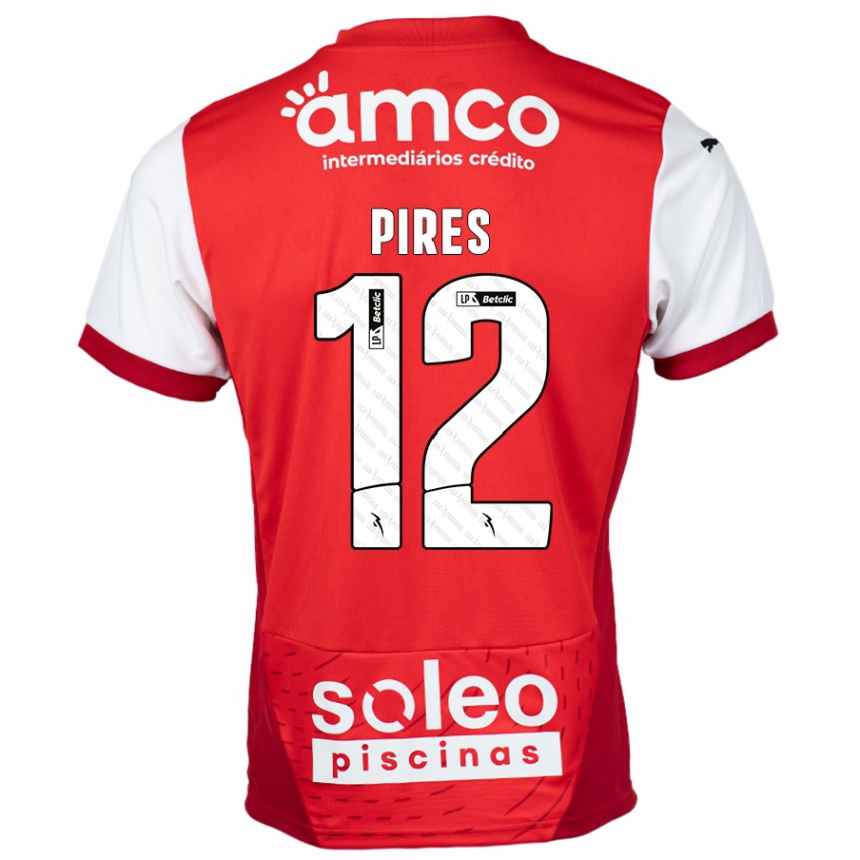 Niño Fútbol Camiseta Hugo Pires #12 Rojo Blanco 1ª Equipación 2024/25