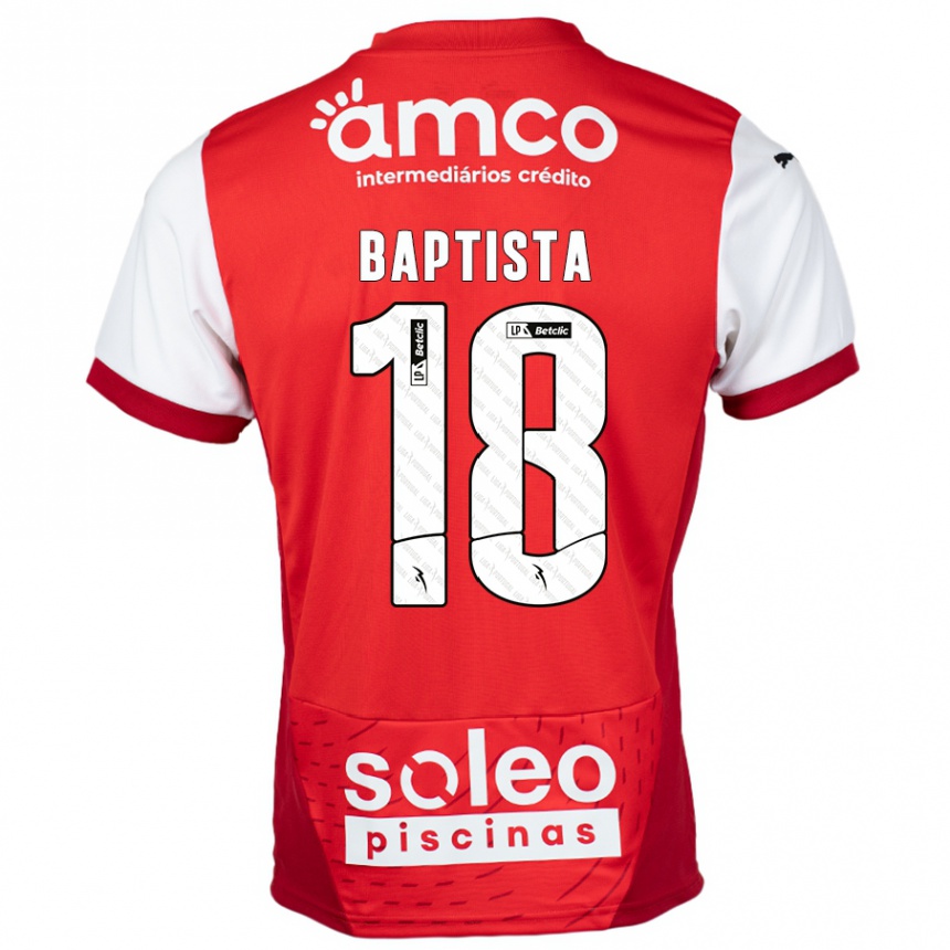 Niño Fútbol Camiseta Tiago Baptista #18 Rojo Blanco 1ª Equipación 2024/25