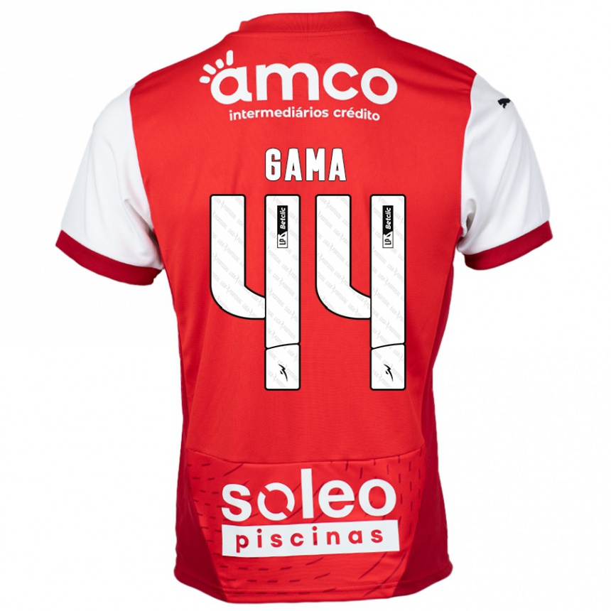 Niño Fútbol Camiseta Dinis Gama #44 Rojo Blanco 1ª Equipación 2024/25