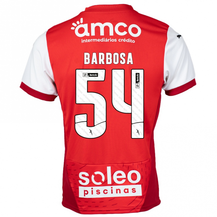 Niño Fútbol Camiseta Guilherme Barbosa #54 Rojo Blanco 1ª Equipación 2024/25