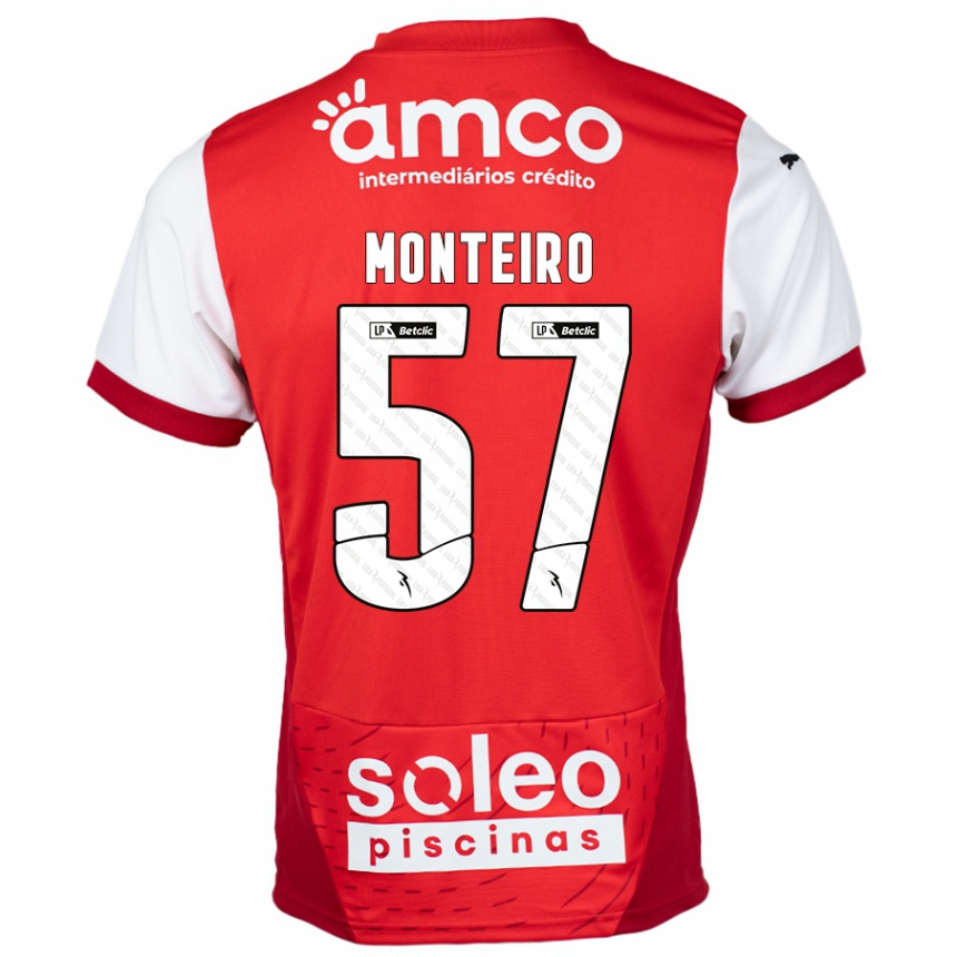 Niño Fútbol Camiseta Jordan Monteiro #57 Rojo Blanco 1ª Equipación 2024/25