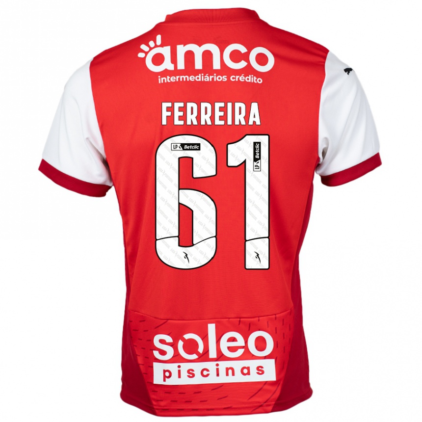 Niño Fútbol Camiseta Tiago Ferreira #61 Rojo Blanco 1ª Equipación 2024/25