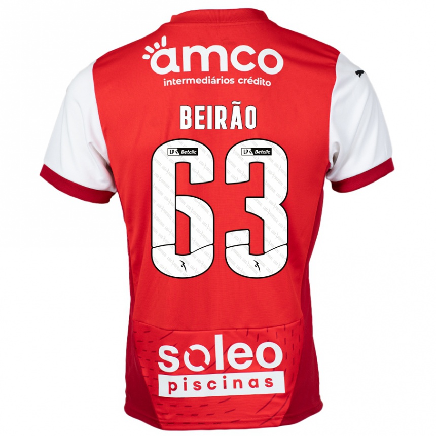 Niño Fútbol Camiseta Rodrigo Beirão #63 Rojo Blanco 1ª Equipación 2024/25