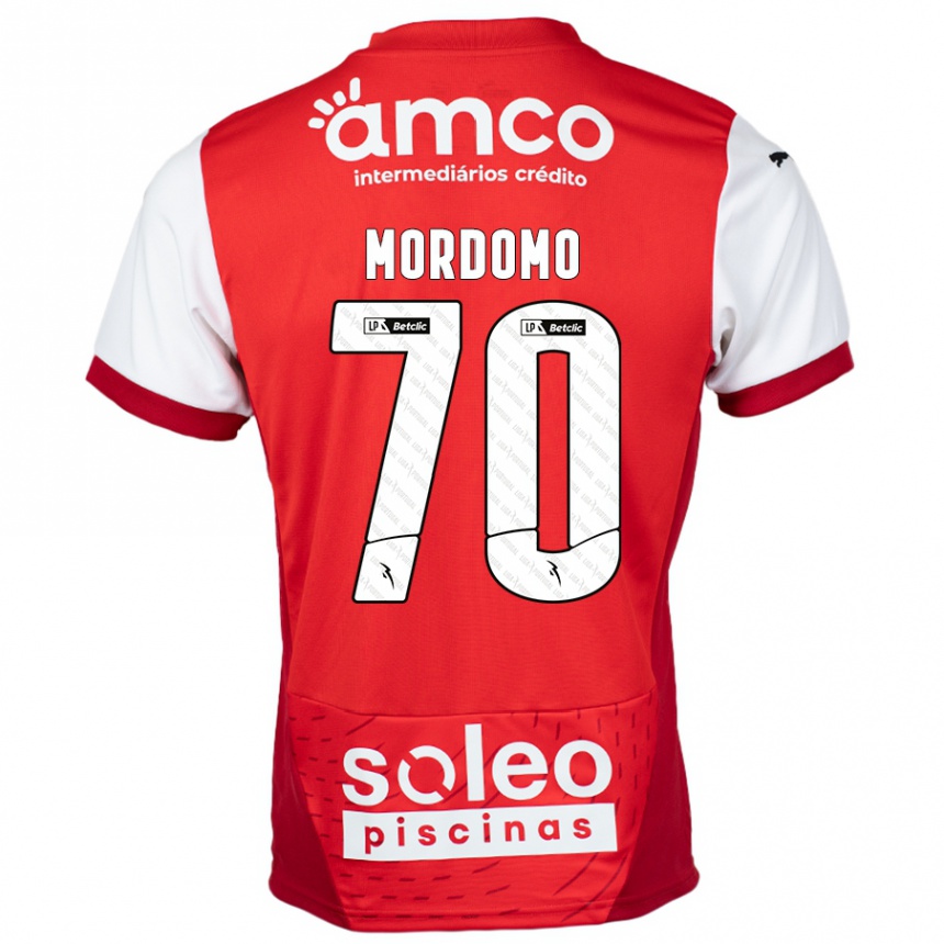 Niño Fútbol Camiseta Mordomo #70 Rojo Blanco 1ª Equipación 2024/25