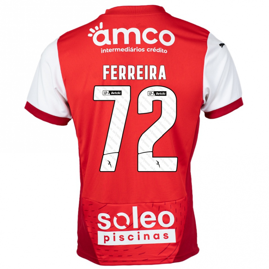 Niño Fútbol Camiseta André Ferreira #72 Rojo Blanco 1ª Equipación 2024/25