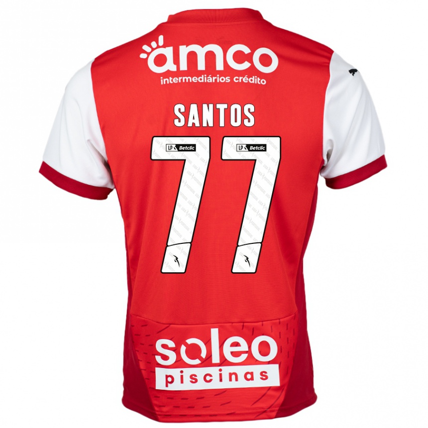 Niño Fútbol Camiseta Edu Santos #77 Rojo Blanco 1ª Equipación 2024/25