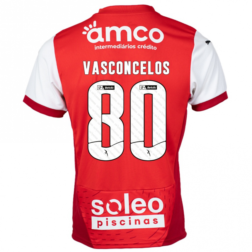 Niño Fútbol Camiseta Vasconcelos #80 Rojo Blanco 1ª Equipación 2024/25