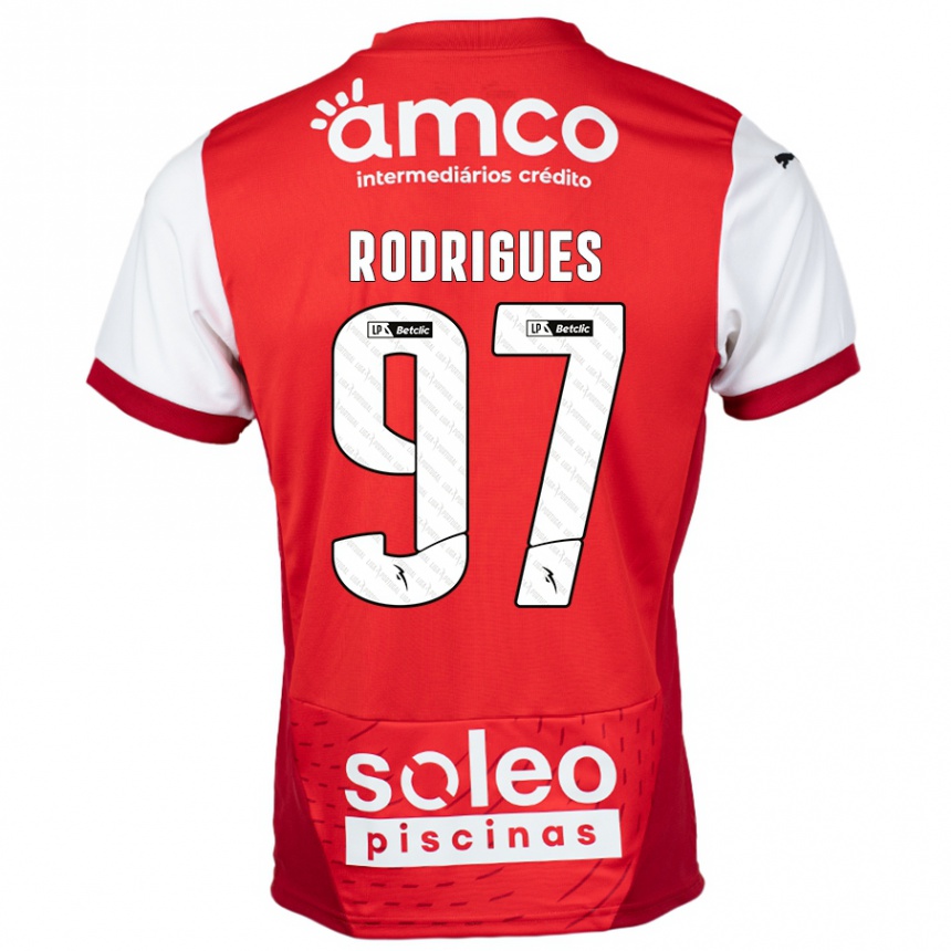 Niño Fútbol Camiseta Dinis Rodrigues #97 Rojo Blanco 1ª Equipación 2024/25