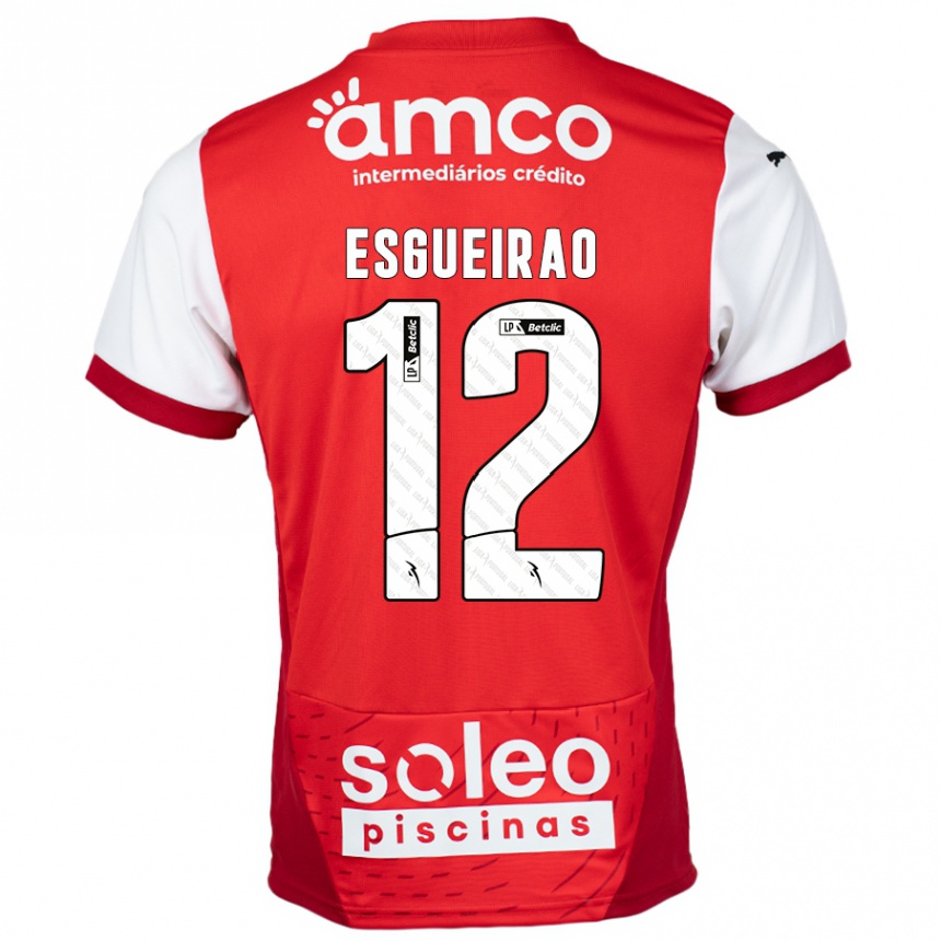 Niño Fútbol Camiseta Íris Esgueirão #12 Rojo Blanco 1ª Equipación 2024/25