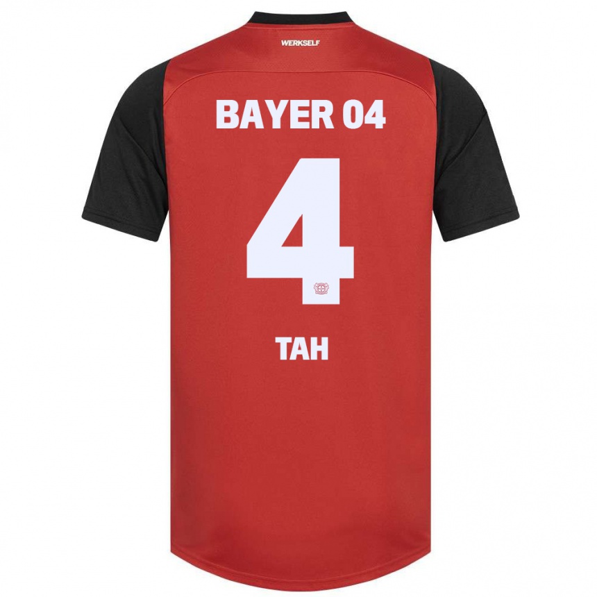 Niño Fútbol Camiseta Jonathan Tah #4 Rojo Negro 1ª Equipación 2024/25