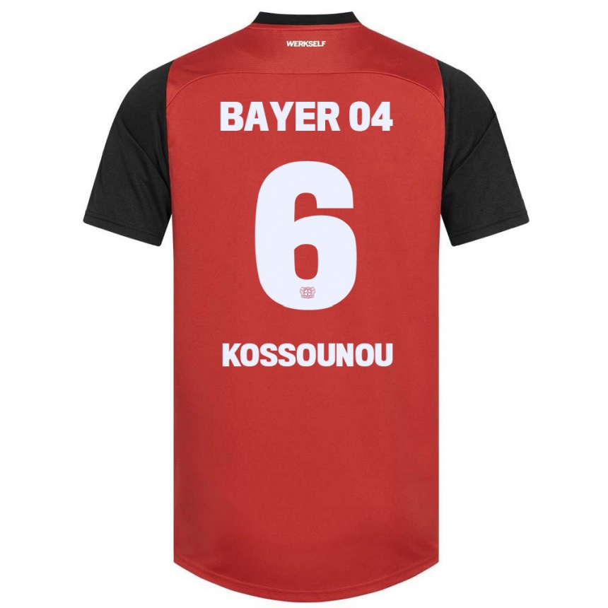 Niño Fútbol Camiseta Odilon Kossounou #6 Rojo Negro 1ª Equipación 2024/25