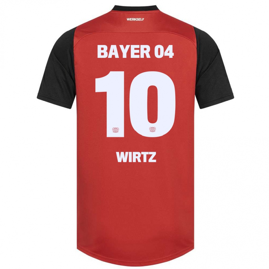 Niño Fútbol Camiseta Florian Wirtz #10 Rojo Negro 1ª Equipación 2024/25