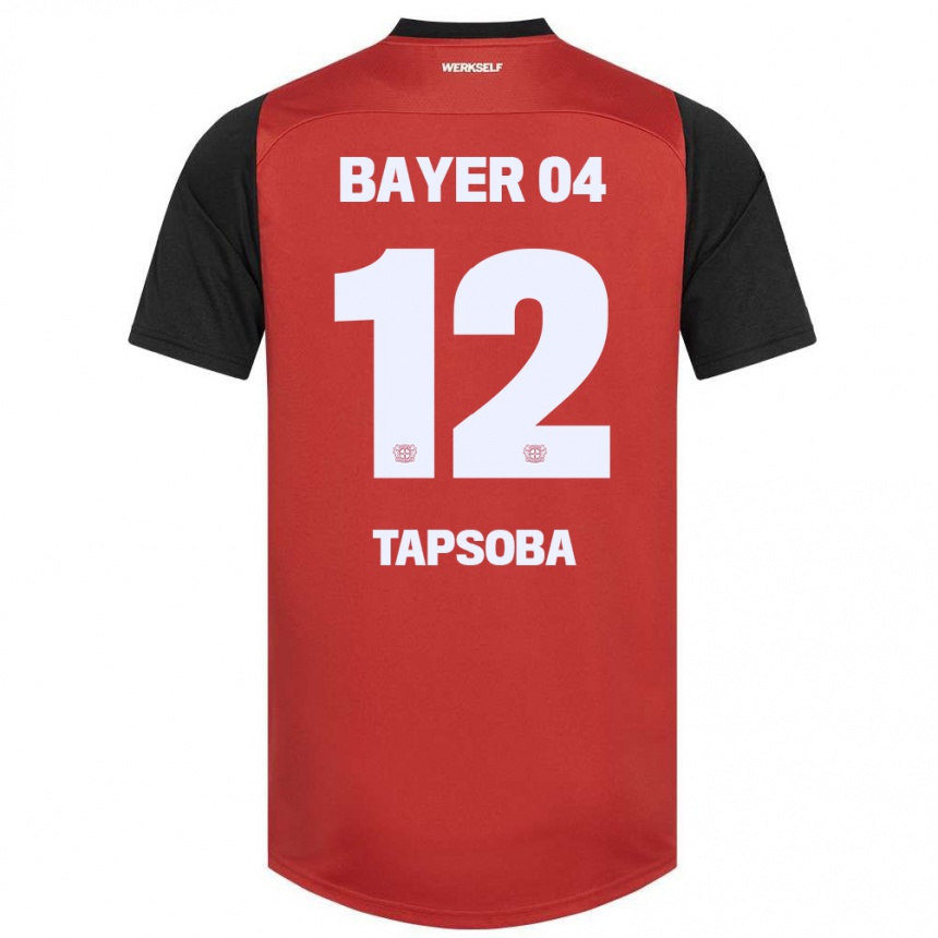 Niño Fútbol Camiseta Edmond Tapsoba #12 Rojo Negro 1ª Equipación 2024/25