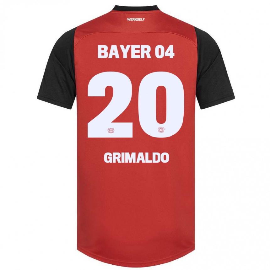 Niño Fútbol Camiseta Alejandro Grimaldo #20 Rojo Negro 1ª Equipación 2024/25