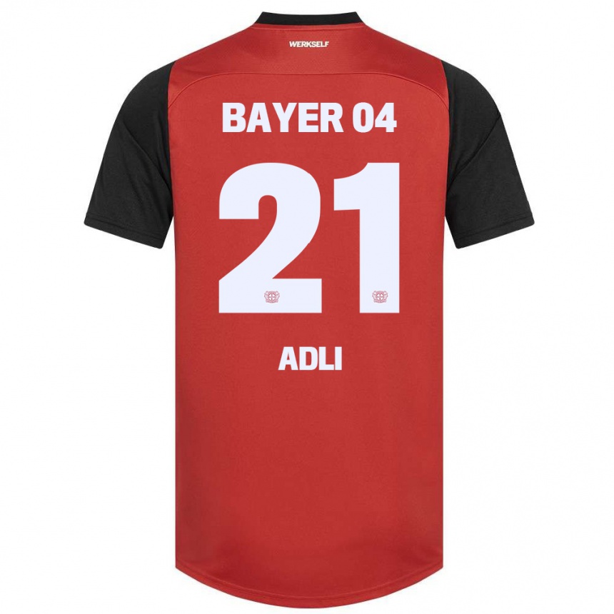 Niño Fútbol Camiseta Amine Adli #21 Rojo Negro 1ª Equipación 2024/25