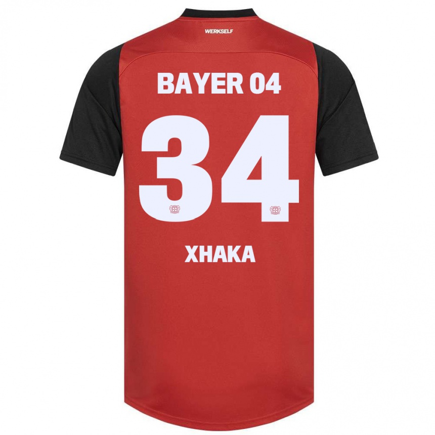 Niño Fútbol Camiseta Granit Xhaka #34 Rojo Negro 1ª Equipación 2024/25