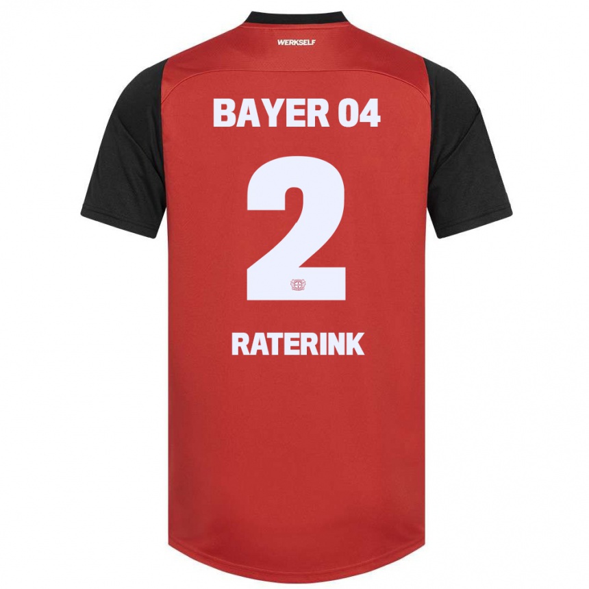 Niño Fútbol Camiseta Othniël Raterink #2 Rojo Negro 1ª Equipación 2024/25