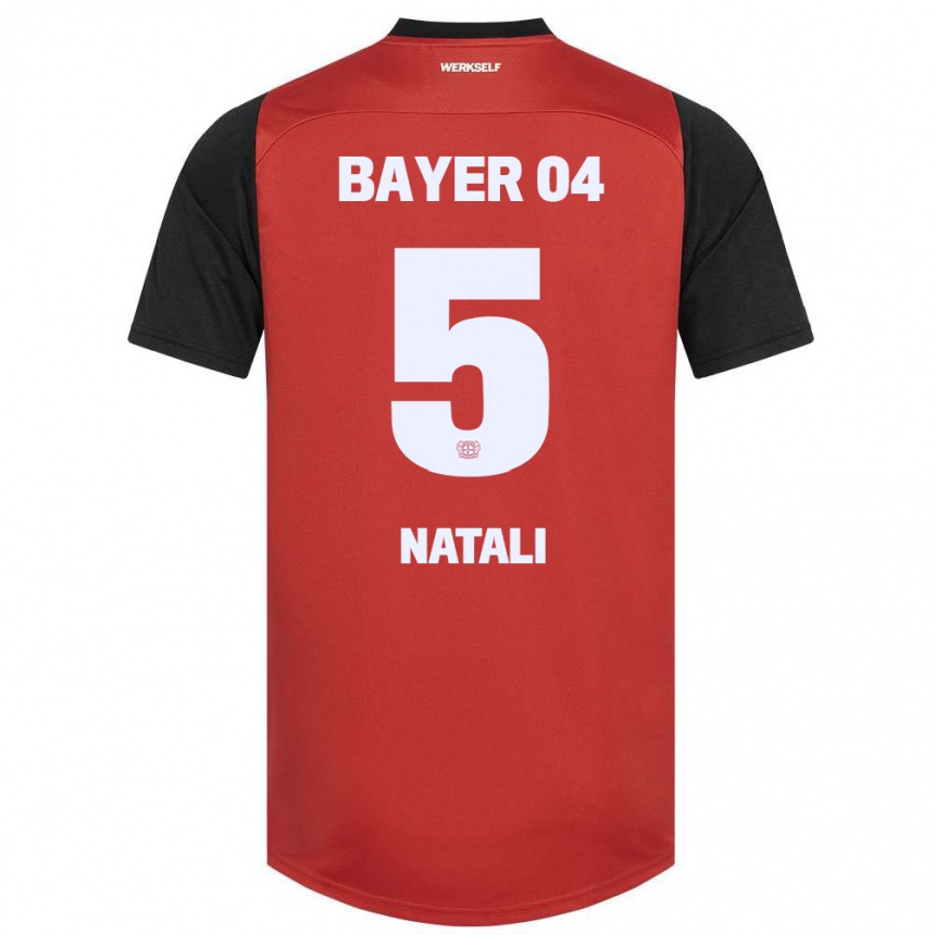 Niño Fútbol Camiseta Andrea Natali #5 Rojo Negro 1ª Equipación 2024/25