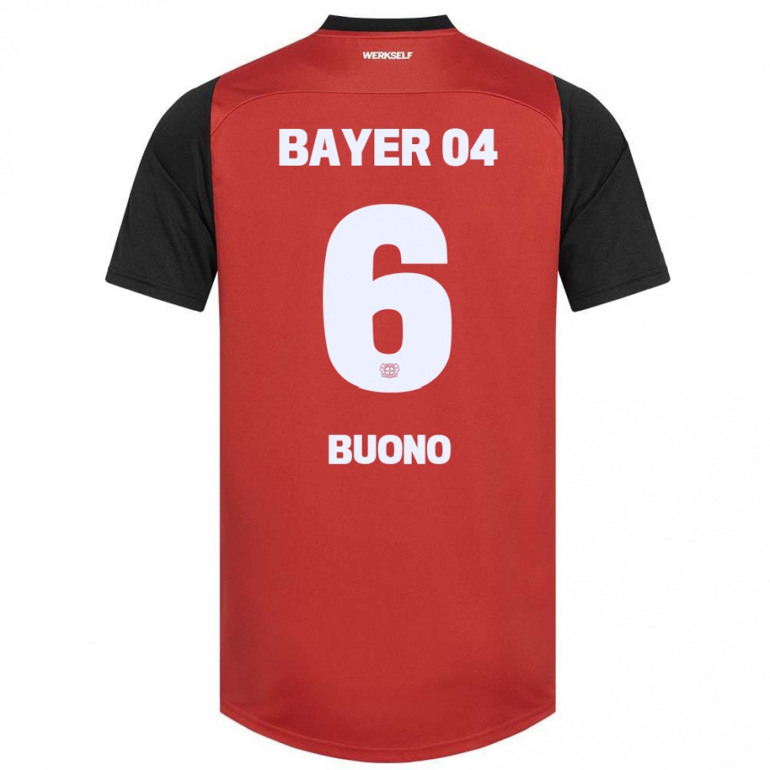 Niño Fútbol Camiseta Francesco Buono #6 Rojo Negro 1ª Equipación 2024/25