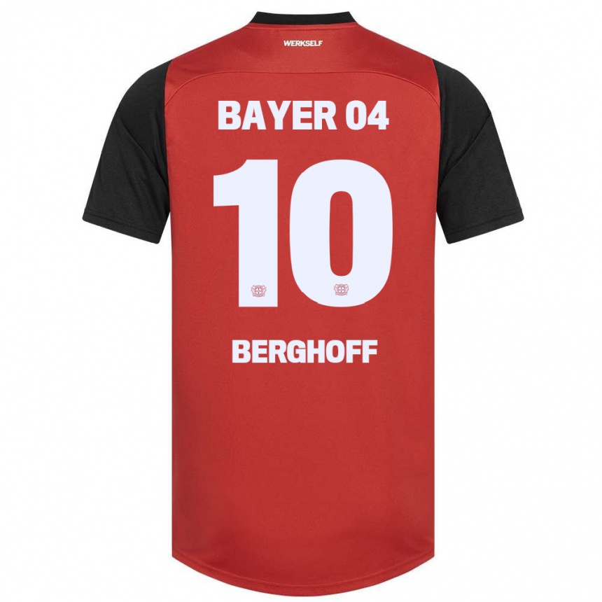 Niño Fútbol Camiseta Jonah Berghoff #10 Rojo Negro 1ª Equipación 2024/25