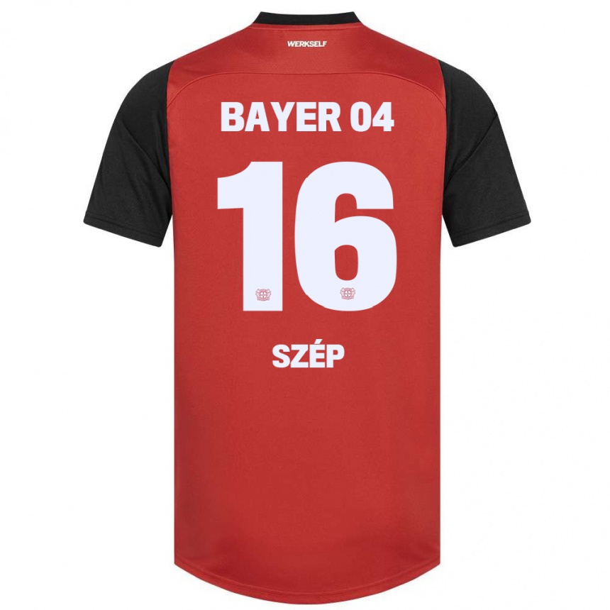 Niño Fútbol Camiseta Márton Szép #16 Rojo Negro 1ª Equipación 2024/25