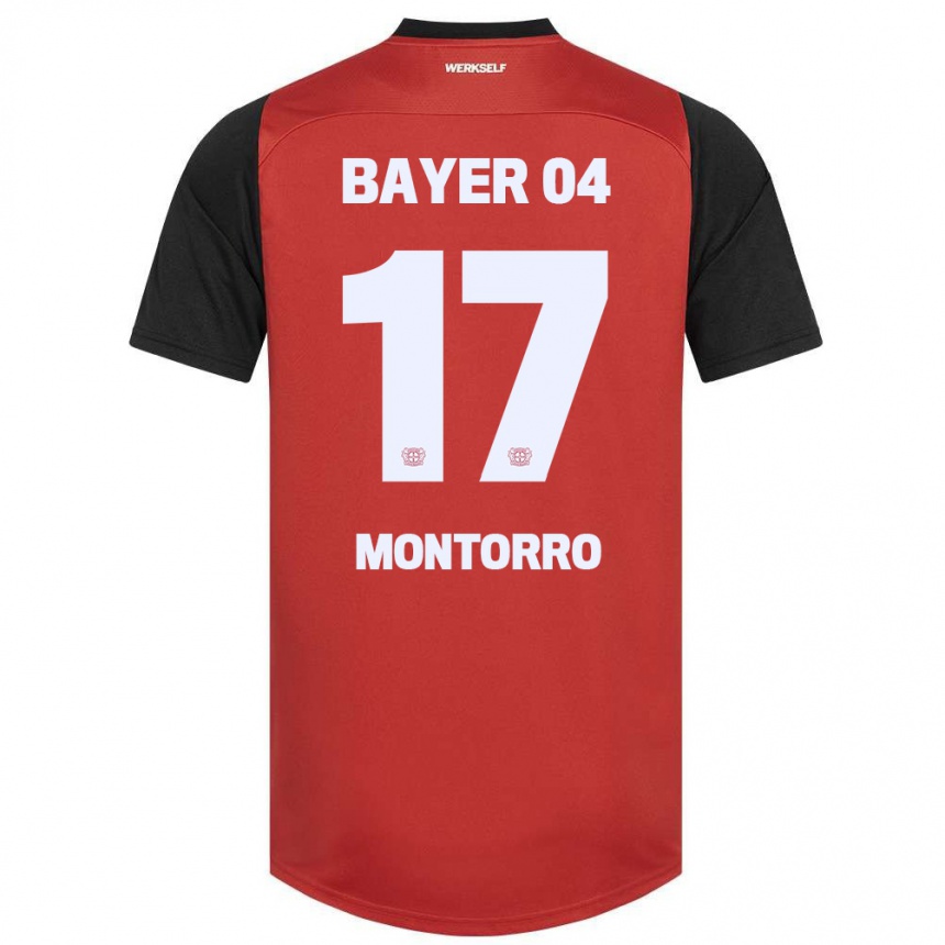 Niño Fútbol Camiseta Josuè Montorro #17 Rojo Negro 1ª Equipación 2024/25