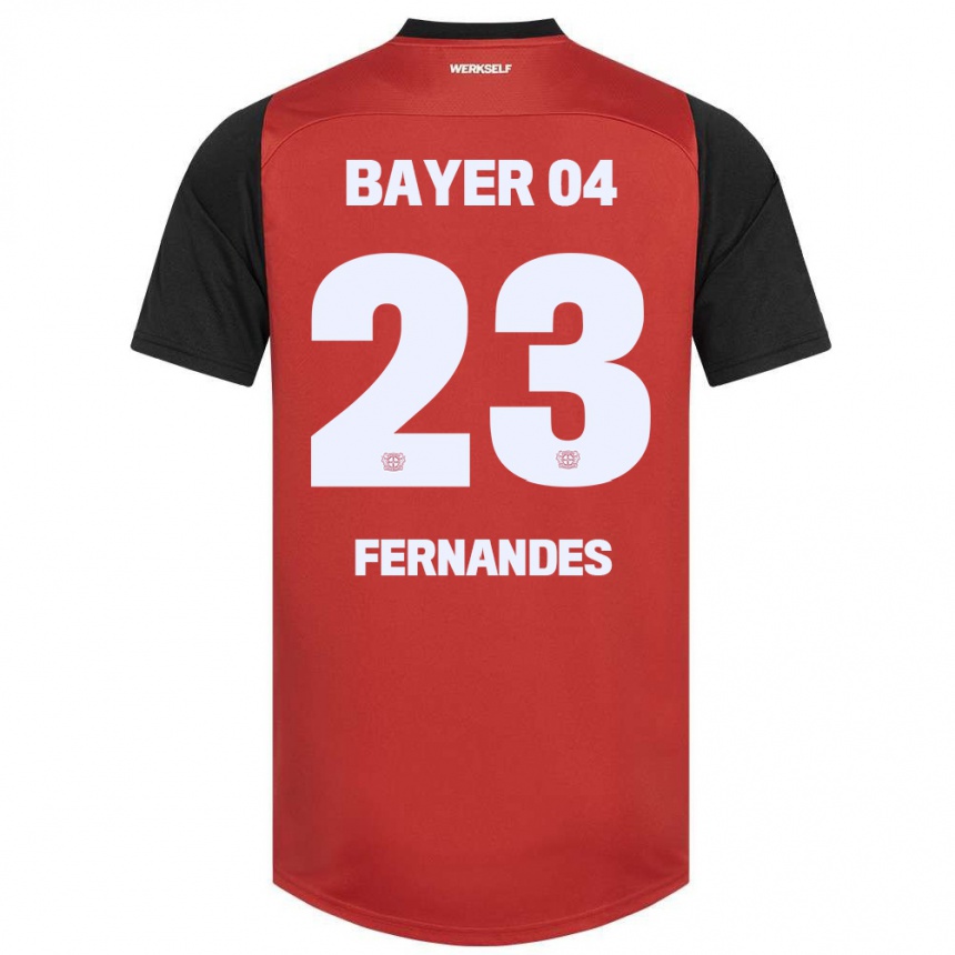 Niño Fútbol Camiseta Tyron Fernandes #23 Rojo Negro 1ª Equipación 2024/25