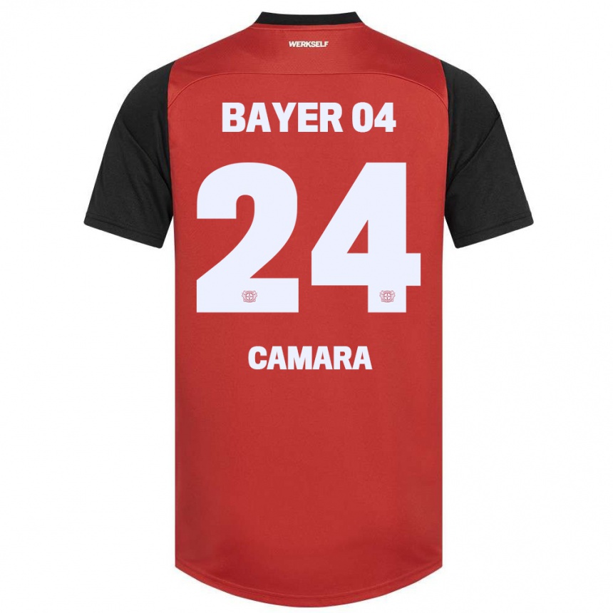 Niño Fútbol Camiseta Nourdine Camara #24 Rojo Negro 1ª Equipación 2024/25