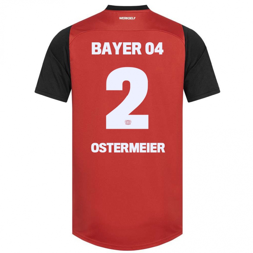 Niño Fútbol Camiseta Selina Ostermeier #2 Rojo Negro 1ª Equipación 2024/25