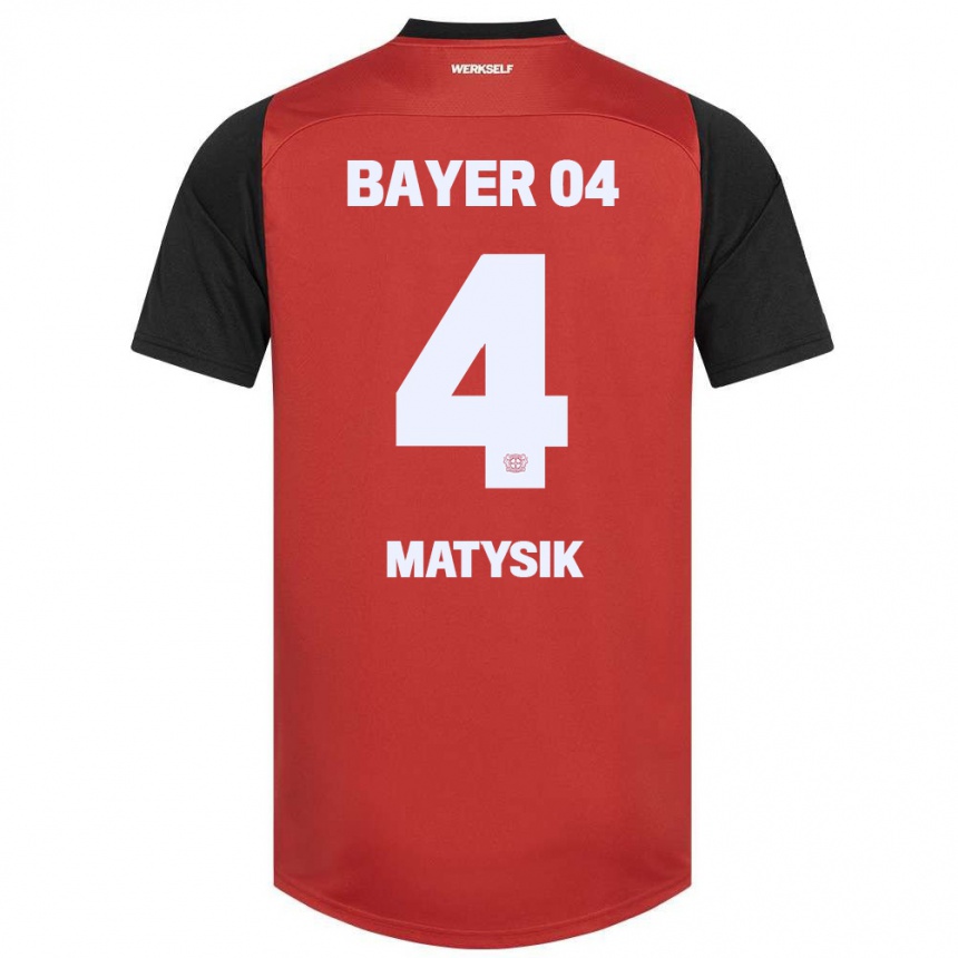 Niño Fútbol Camiseta Sylwia Matysik #4 Rojo Negro 1ª Equipación 2024/25