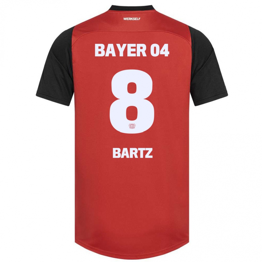 Niño Fútbol Camiseta Paulina Bartz #8 Rojo Negro 1ª Equipación 2024/25