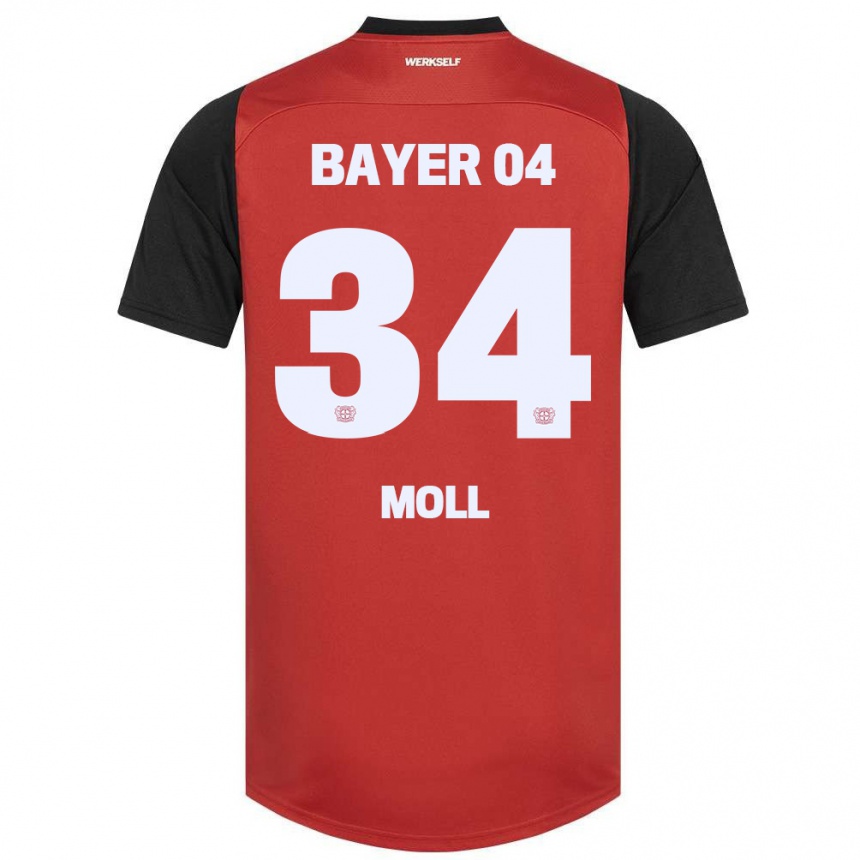 Niño Fútbol Camiseta Anne Moll #34 Rojo Negro 1ª Equipación 2024/25