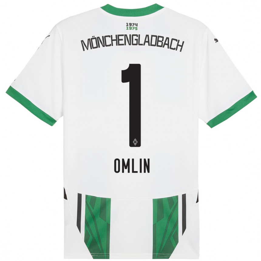 Niño Fútbol Camiseta Jonas Omlin #1 Blanco Verde 1ª Equipación 2024/25