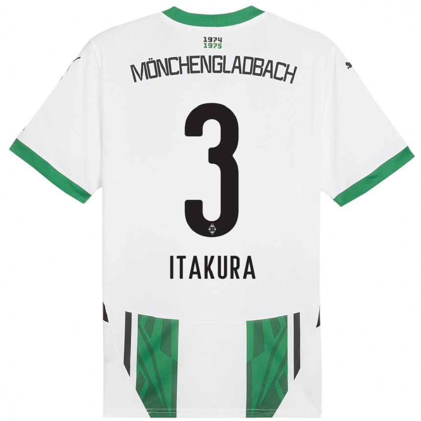 Niño Fútbol Camiseta Ko Itakura #3 Blanco Verde 1ª Equipación 2024/25