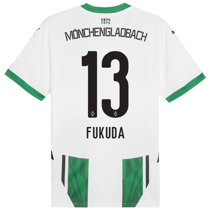 Niño Fútbol Camiseta Shio Fukuda #13 Blanco Verde 1ª Equipación 2024/25