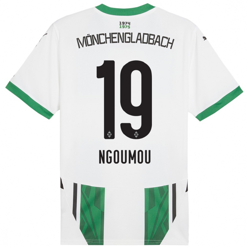 Niño Fútbol Camiseta Nathan Ngoumou #19 Blanco Verde 1ª Equipación 2024/25