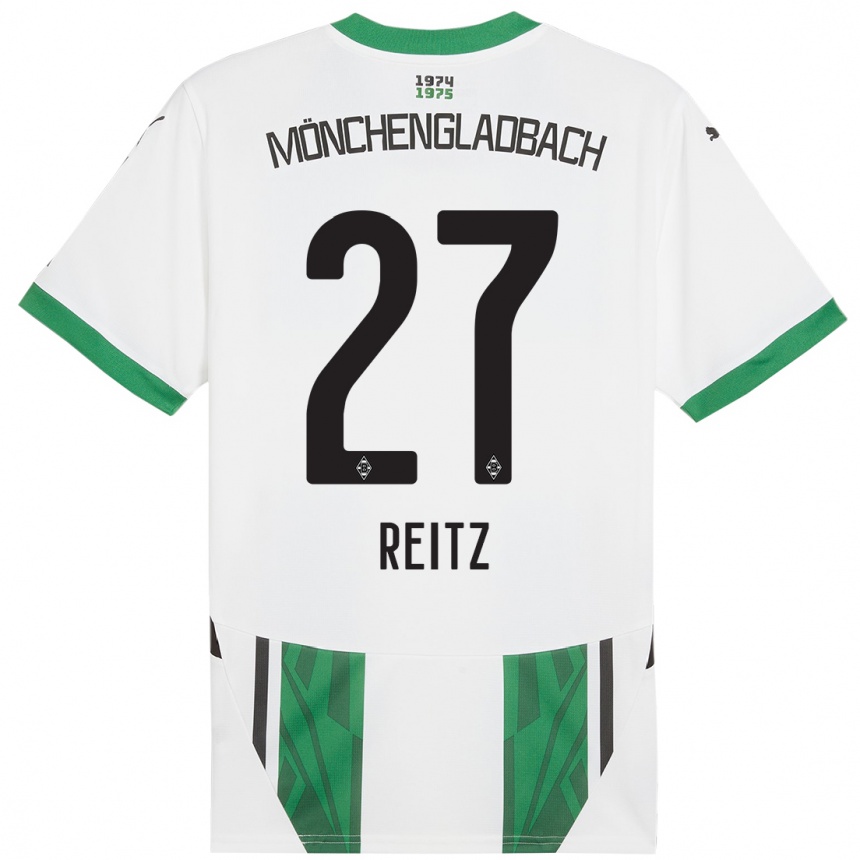 Niño Fútbol Camiseta Rocco Reitz #27 Blanco Verde 1ª Equipación 2024/25