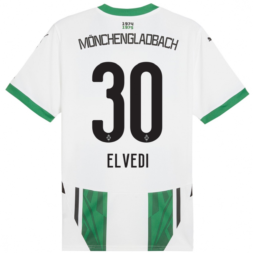 Niño Fútbol Camiseta Nico Elvedi #30 Blanco Verde 1ª Equipación 2024/25