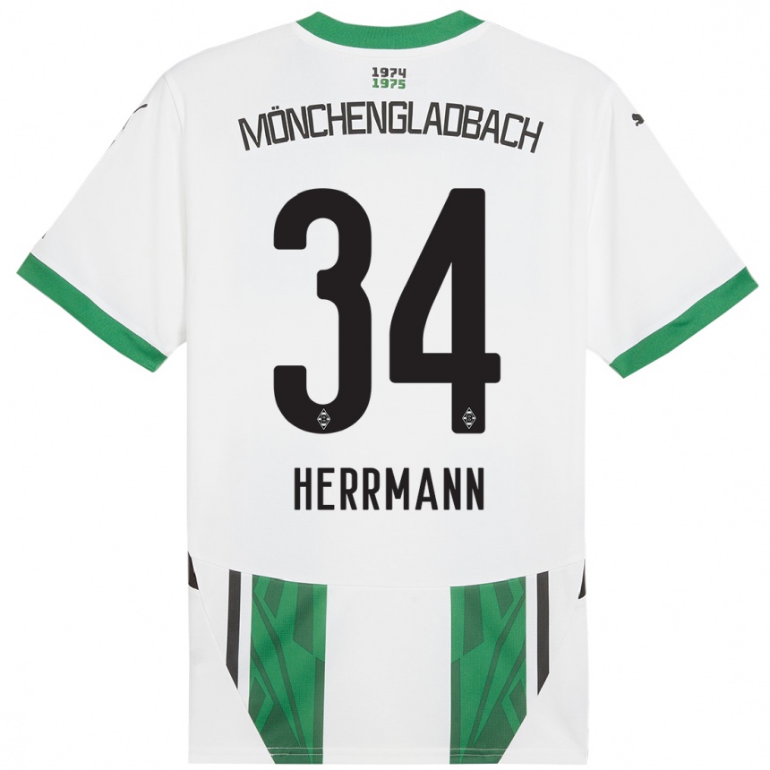 Niño Fútbol Camiseta Charles Herrmann #34 Blanco Verde 1ª Equipación 2024/25