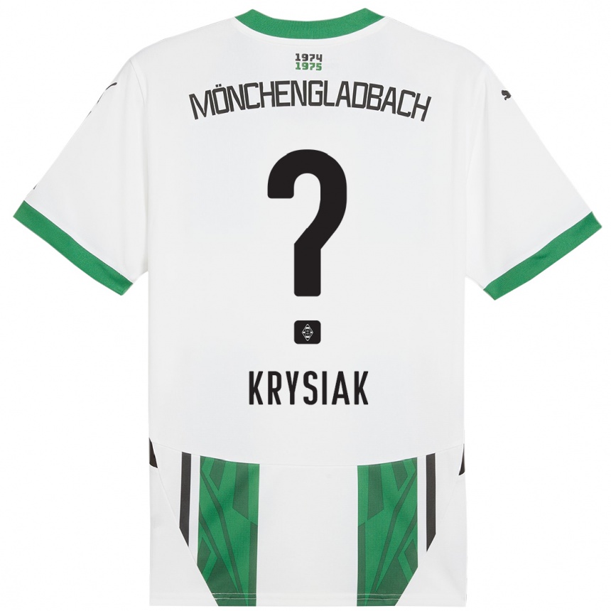 Niño Fútbol Camiseta Bartlomiej Krysiak #0 Blanco Verde 1ª Equipación 2024/25