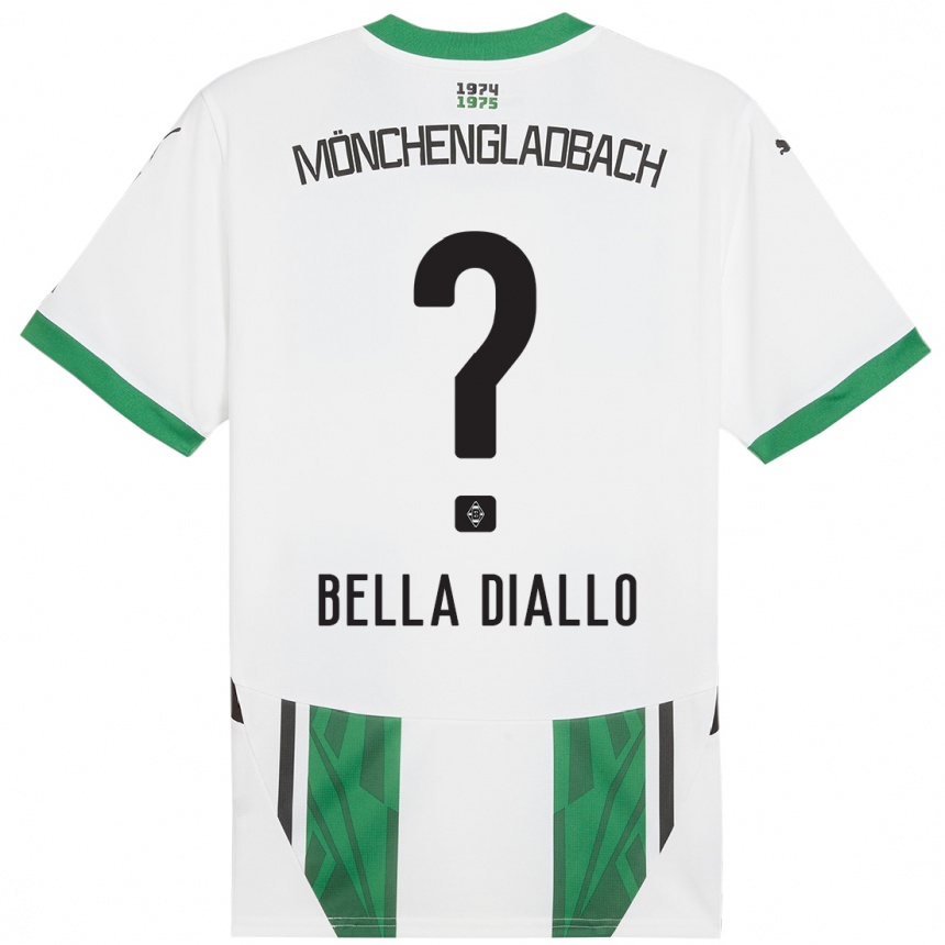 Niño Fútbol Camiseta Oumar Bella Diallo #0 Blanco Verde 1ª Equipación 2024/25