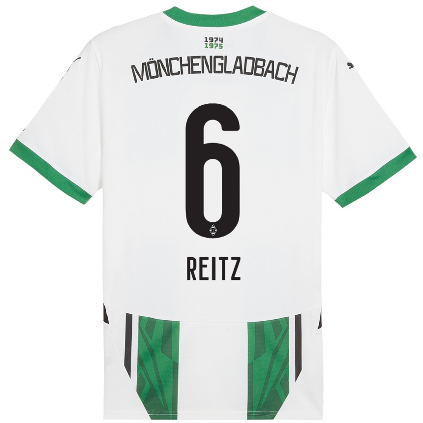 Niño Fútbol Camiseta Tony Reitz #6 Blanco Verde 1ª Equipación 2024/25